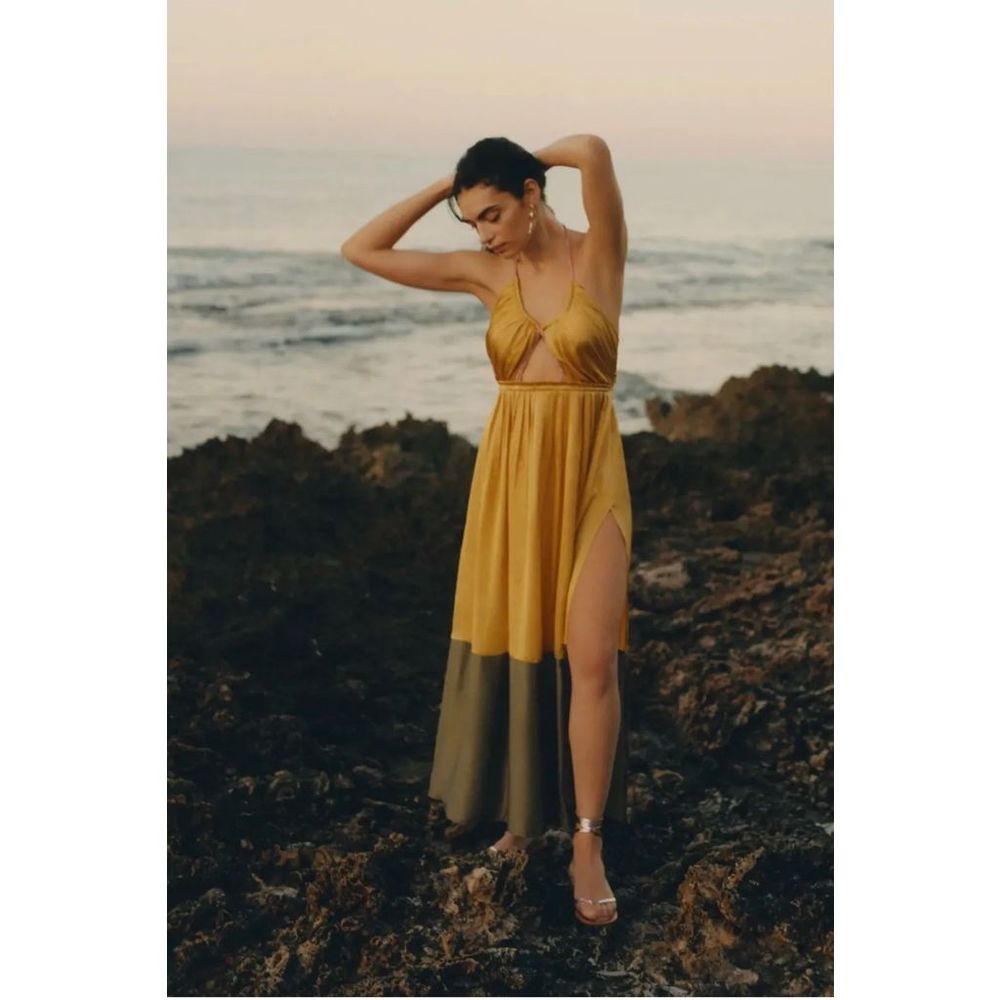 New Anthropologie Silk Colorblocked Maxi Dress Size 4